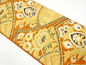 アンティーク　抽象花模様織り出し袋帯（着用可）